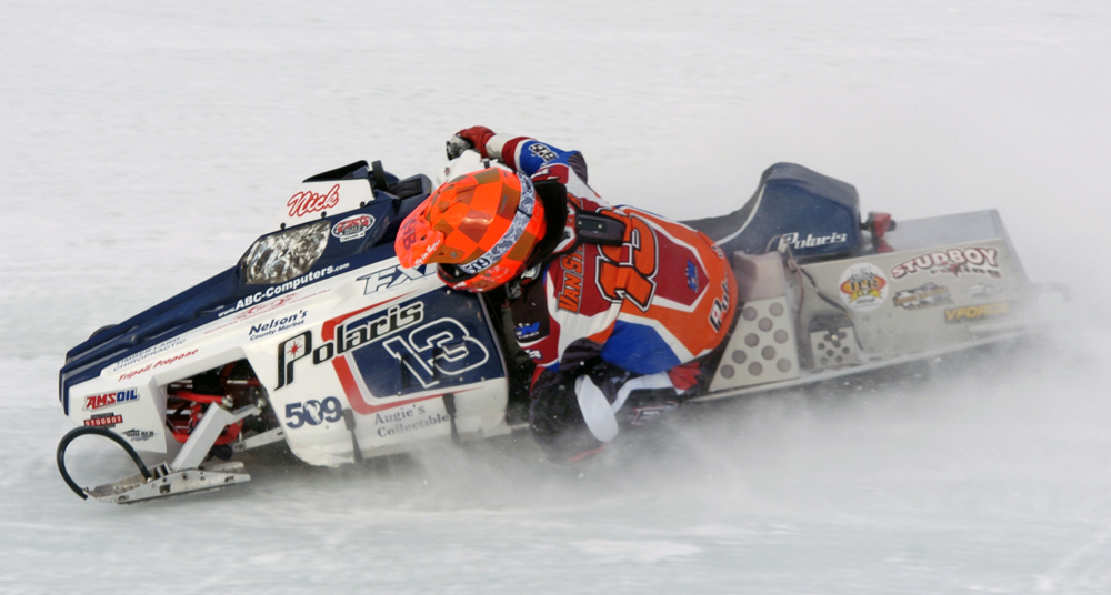 Team AMSOIL ice oval racer Nick Van Strydonk