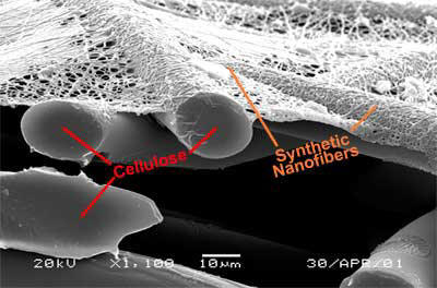 Comparison of Amsoil Nanofiber filter media to cellulose material